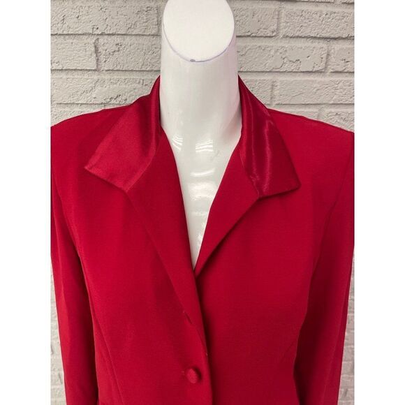 Julian Taylor Red Skirt & Jacket 2 Pcs Suit Set Size 8 - Picture 5 of 10